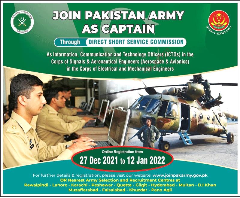 Join Pakistan Army as ICTO Captain 2022